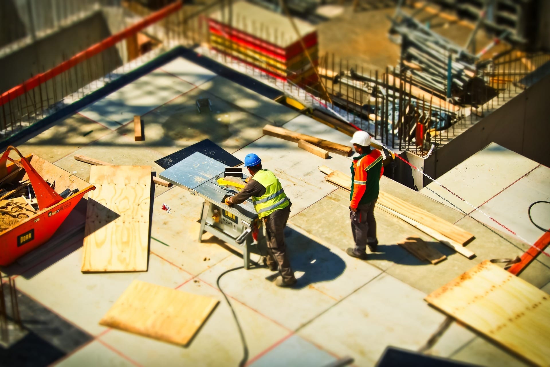 2 people working on a construction site