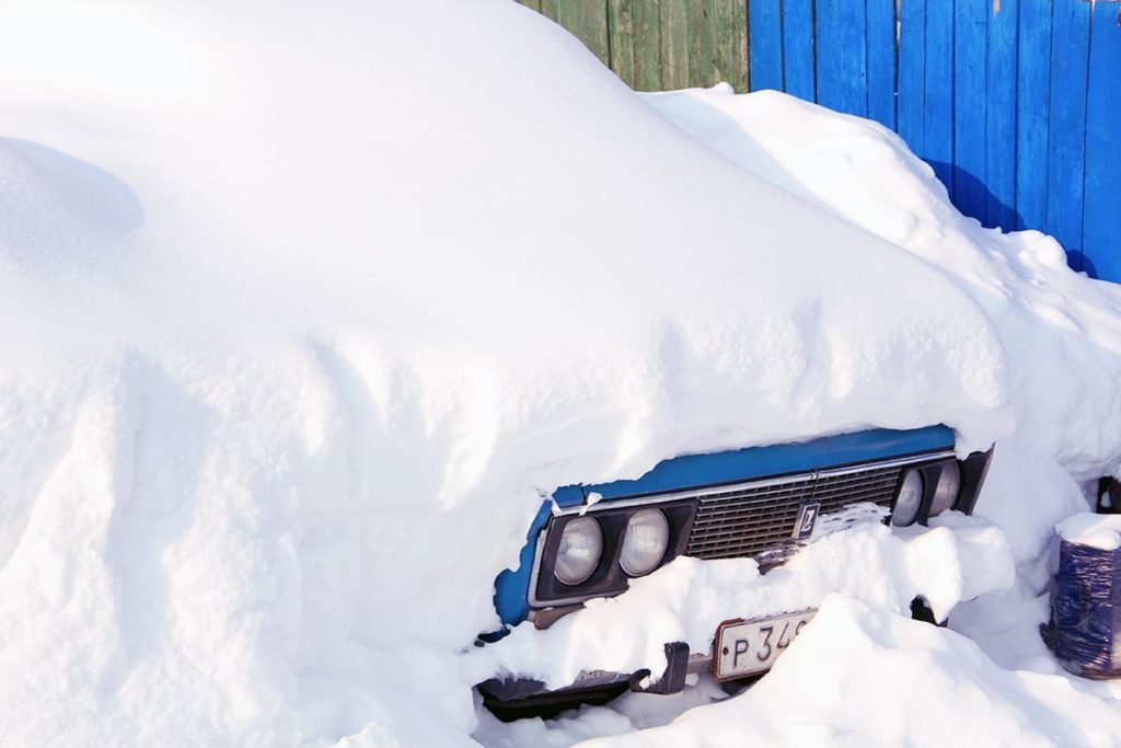 car covered in snow
